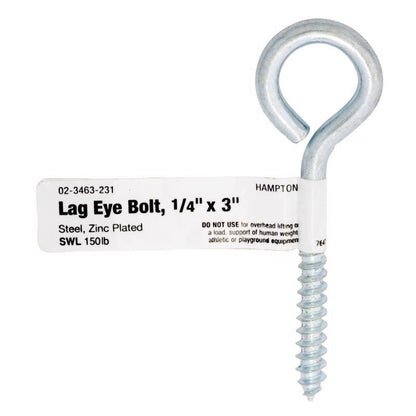 LAG EYE BOLT 1/4"X3" - Pack of 10