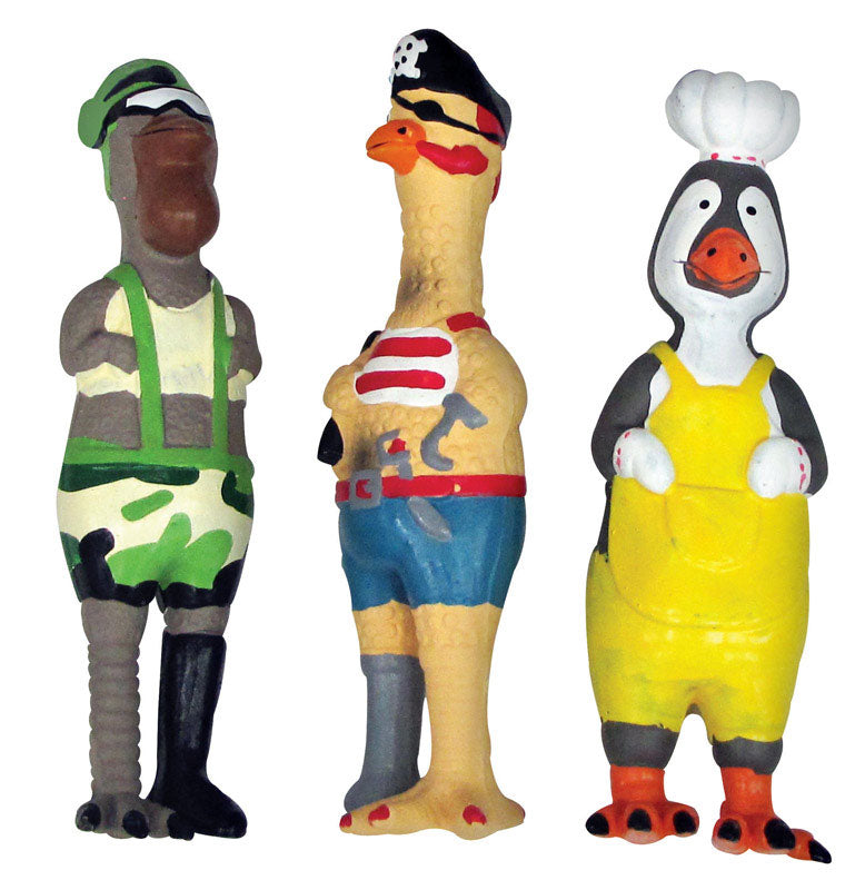 Emery Jensen squeaky fowl dog toy with a plush bird shape and squeaker inside, designed for playful dogs.