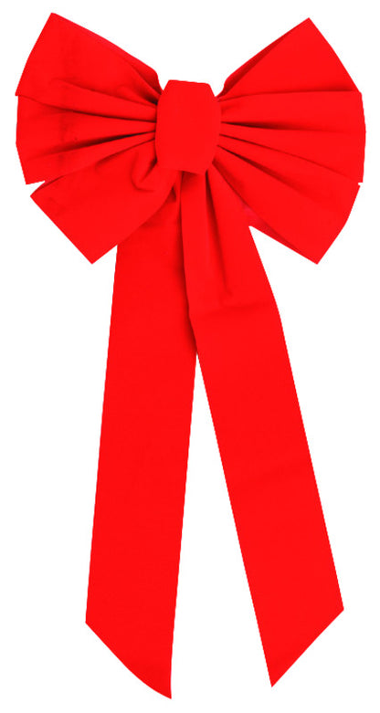 Velvet Christmas bow in red, 26-inch size, from Emery Jensen, shown in a pack of 12, perfect for holiday gift wrapping.