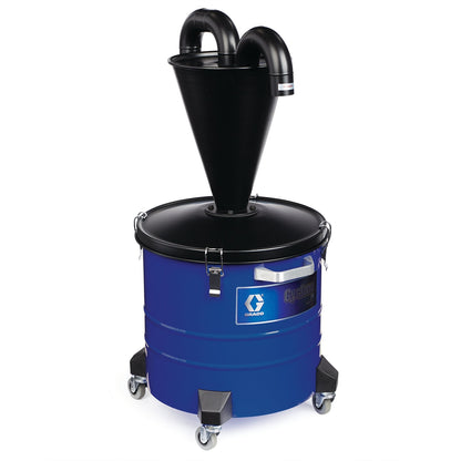 Graco CYCLONE 20 grinding vacuum separator, large industrial drum with filtration system for efficient material separation.