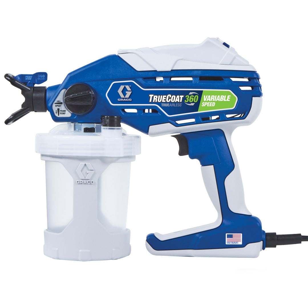 Graco TRUECOAT 360 VSP airless sprayer for painting and coating projects, shown in a professional setting.