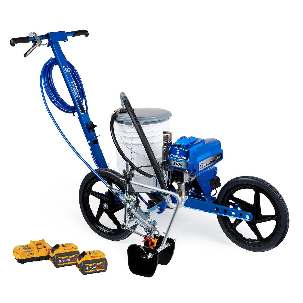 Graco ES100 Line Stripers sprayer with black and yellow design, used for precise field marking and line striping tasks.