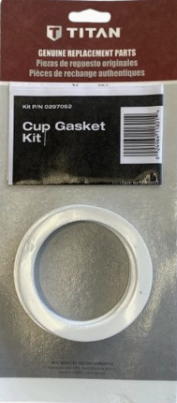 Titan 6-pack white cup gasket for sprayer accessories, showing close-up of the rubber gasket for sealing and fitting.