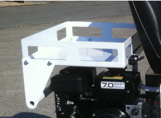 Titan Lazyliner Tray Accessory for line stripers, shown attached to the spray equipment in a close-up view.