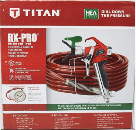 Titan Rx-pro Gun Hose and Tip Kit for airless paint sprayers, featuring durable hose and precision spray tips.