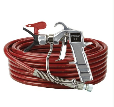 Titan Rx-apex GHT Kit airless hose, unfiltered, with flexible black tubing and fittings, used for paint sprayer systems.