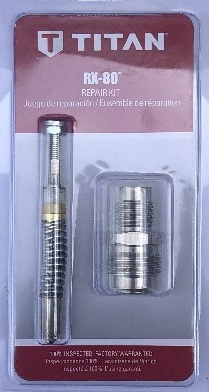 Titan RX-80 Repair Kit sprayer accessory shown with various replacement parts and tools for sprayer maintenance.