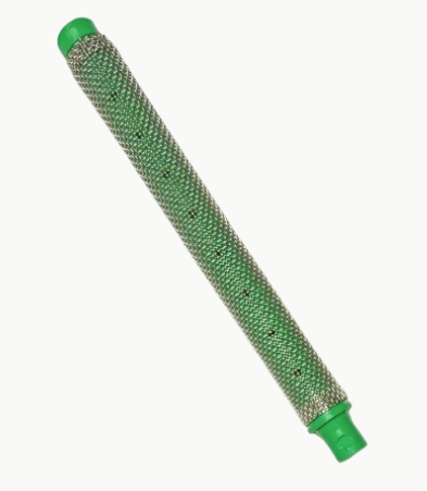 Green Titan unthreaded filter with 30 mesh screen for filters and coalescers, shown in a clear close-up image.