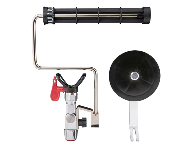 Titan Sprayroller & Sprayguide Combo Kit with 9 1/2-inch roller, roller poles, spray tip, and wand extensions for painting.