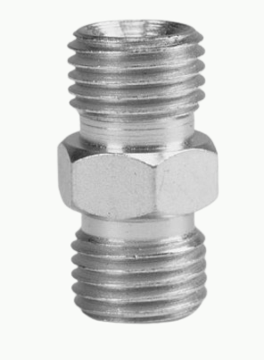 Titan 1/4M x 1/4M Union sprayer accessory with 7500 psi for high-pressure fluid connections, shown in the image.