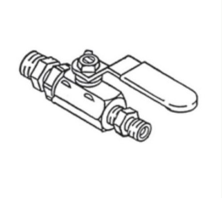 Titan 3/8 inch ball valve for sprayer accessories, rated for 10,000 PSI, with metal construction and compact design.