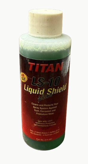 Titan Liquid Shield Plus 4 oz sprayer bottle accessory with nozzle and cap for convenient liquid application.