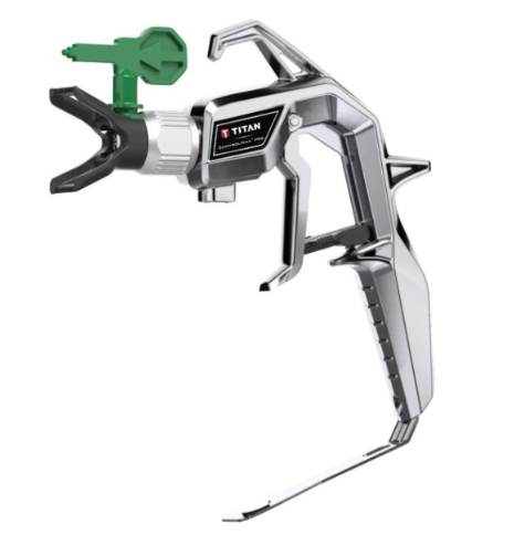 Titan Controlmax Pro Gun for airless sprayers, featuring ergonomic design and high-performance spray nozzle for painting projects.