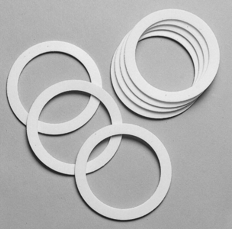 Titan Cup Gasket 6-pack of white sprayer accessories, durable rubber seals for effective spray system performance.