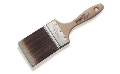 Set of six Corona Brush Cody 2.5-inch paint brushes with wooden handles and synthetic bristles for detailed painting tasks.