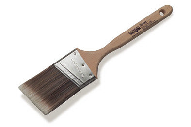 Set of six Corona Brush Cortez 1-inch paint brushes with wooden handles and natural bristles for interior and exterior painting.
