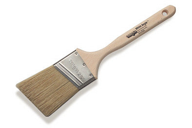 Six white Corona Brush angle paint brushes, 2.5 inches, with durable bristles and ergonomic handles for detailed painting tasks.
