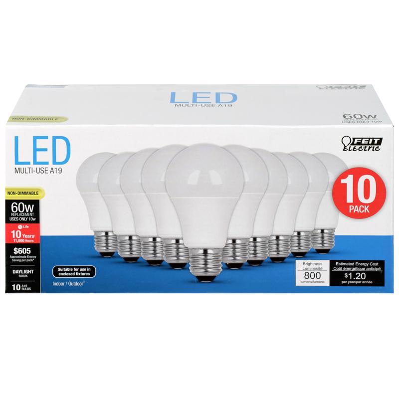 60W LED A19 5000K 10PK - Pack of 4
