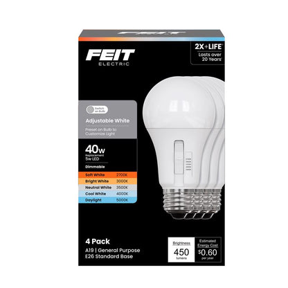FT LED A19 5CCT 40W 4PK