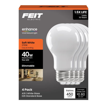 LED A19 E26 SW 40W 4PK