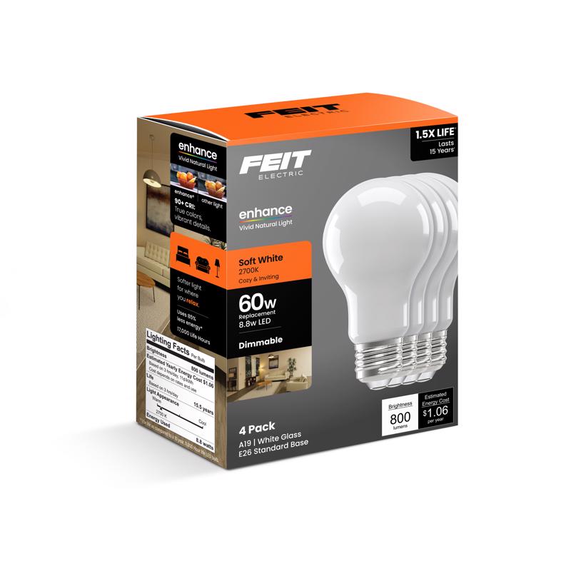 LED A19 E26 SW 60W 4PK - Pack of 4