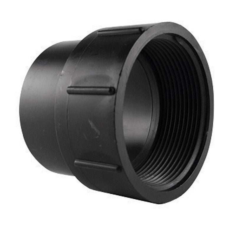 ABS adapter 2-inch spigot FPT fitting by Emery Jensen for DWV plumbing applications.