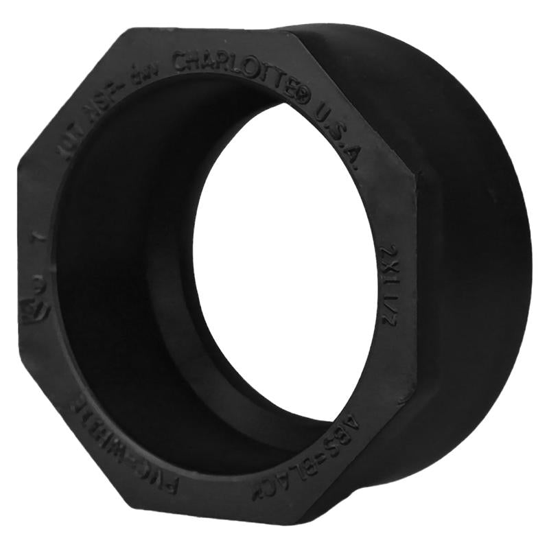 Emery Jensen ABS DWV fittings Bushing FLSH ABS2SPG1.5H showing a white plastic fitting with threading for drain, waste, vent applications.
