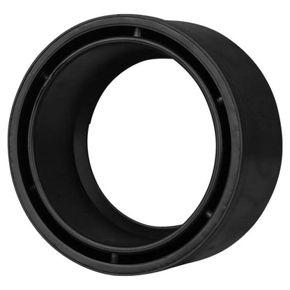 Red ABS DWV fitting bushing from Emery Jensen, reduces from 4x3 inches, used in plumbing and drain systems.