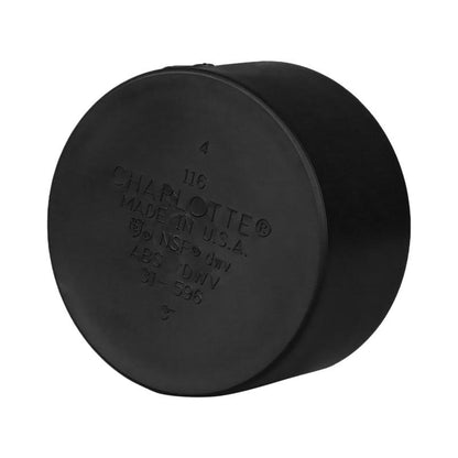 Emery Jensen 3-inch ABS DWV fitting cap, durable plastic plumbing component for drain, waste, and vent systems.
