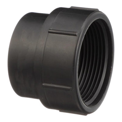 Emery Jensen cleanout ABS DWV fitting with 1.5-inch spigot and FPT connection, used for plumbing drain, waste, and vent systems.
