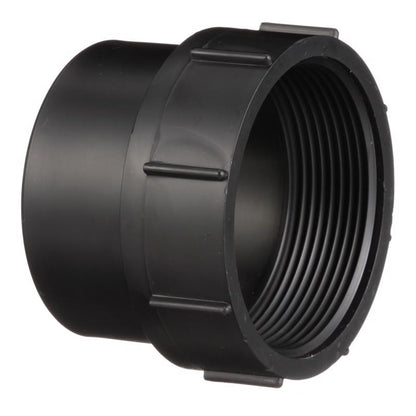 Emery Jensen ABS DWV fitting, 3-inch cleanout spigot female thread for plumbing installation and maintenance.
