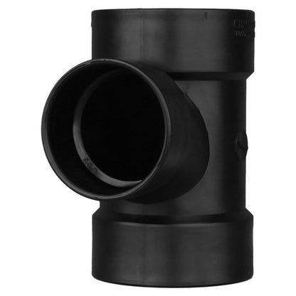 Emery Jensen ABS DWV fittings TEE SAN ABS 4x4x3 inch for plumbing drainage systems, showing the T-shaped fitting with labeled size.