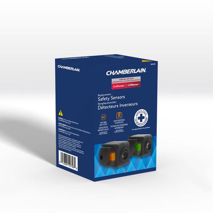 Emery Jensen garage safety sensors accessory set, featuring sensors with wiring for vehicle door protection and safety.