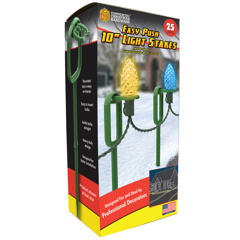 Emery Jensen 10-inch light stakes in a 25-pack, durable outdoor accessories for supporting lights or decorations.