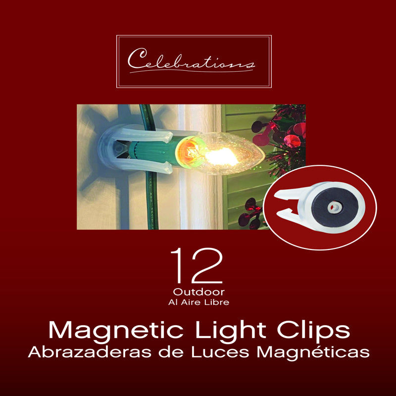 Set of 12 Emery Jensen magnetic light clips, versatile accessories for holding and testing lighting or small objects.