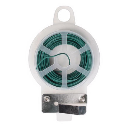 Emery Jensen wire tie with cutter, 288-inch length, sturdy plastic holder for secure cable management and bundling.