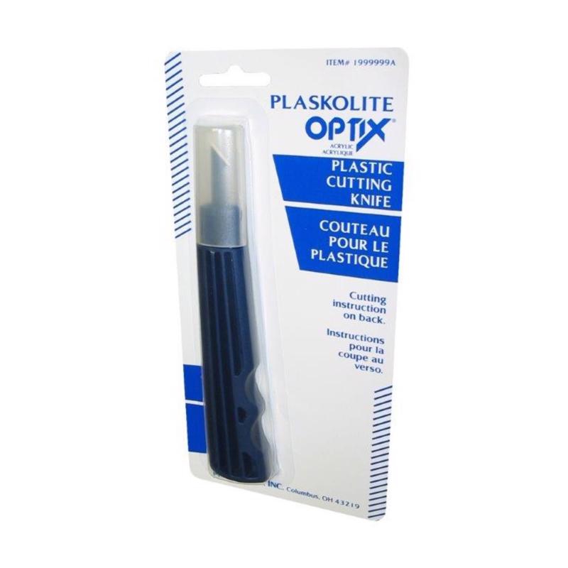 Blue plastic cutting knife from Emery Jensen acrylic accessories collection, with a sleek handle and sharp blade for craft projects.