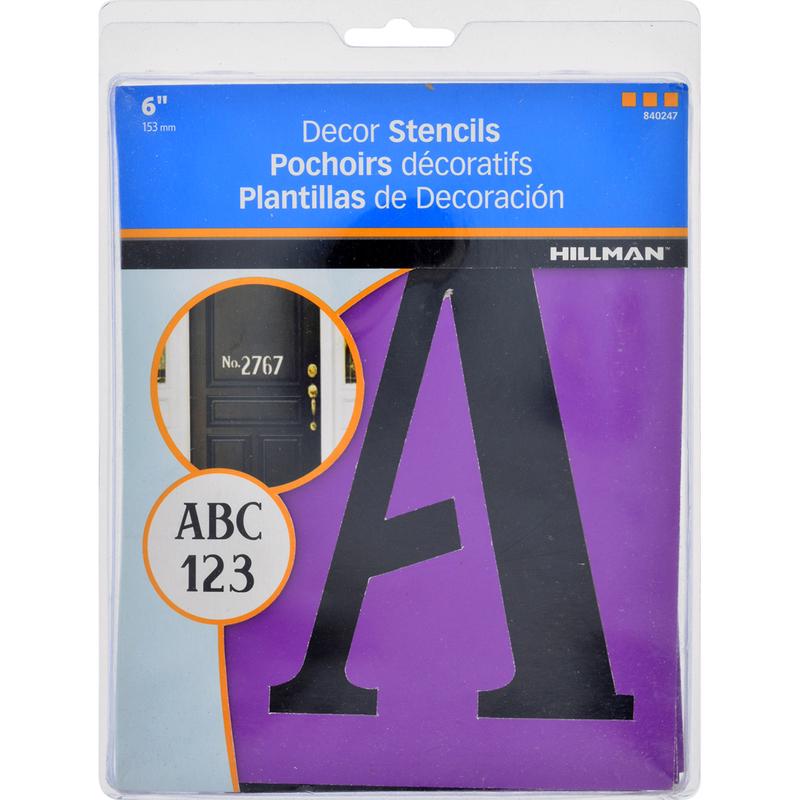 Emery Jensen address stencil set, SRIF 6-inch, 38-piece stencil kit for labeling and craft projects, featuring various number and letter designs.