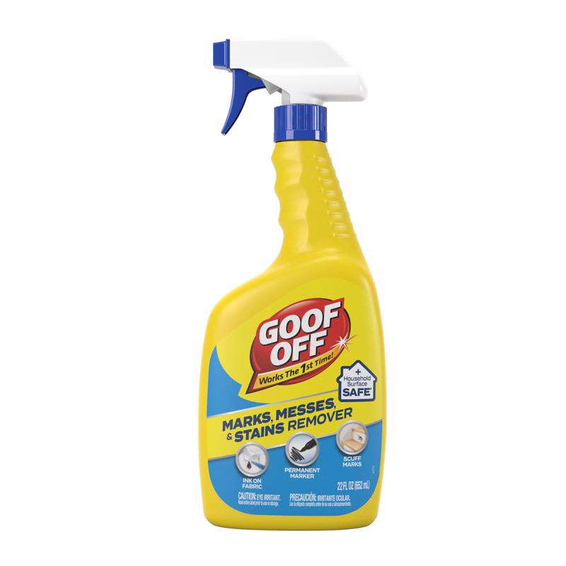 Emery Jensen GOOF OFF Heavy Duty 22oz adhesive remover bottle with label and cap on a plain background.