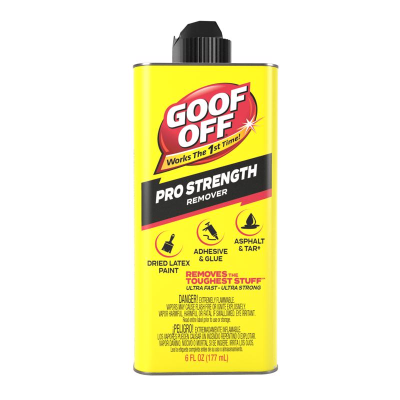 Emery Jensen GOOF OFF PRO Adhesive Remover 6oz bottle, clear liquid for removing glue and adhesive residues.