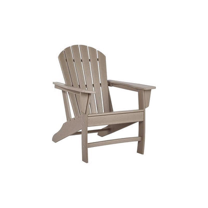 Emery Jensen Ashly Adirondack Chair in brown, outdoor wooden seating with wide armrests and a sloped back for relaxation.