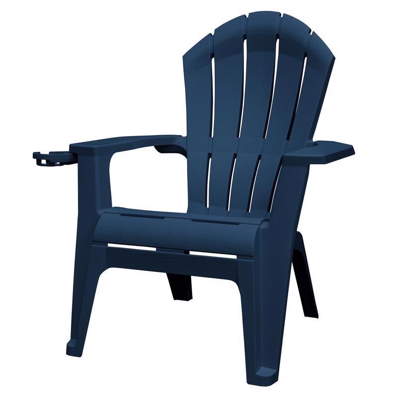 Emery Jensen Adirondack chair in rustic brown wood with wide armrests and slatted backrest, ideal for outdoor relaxation.