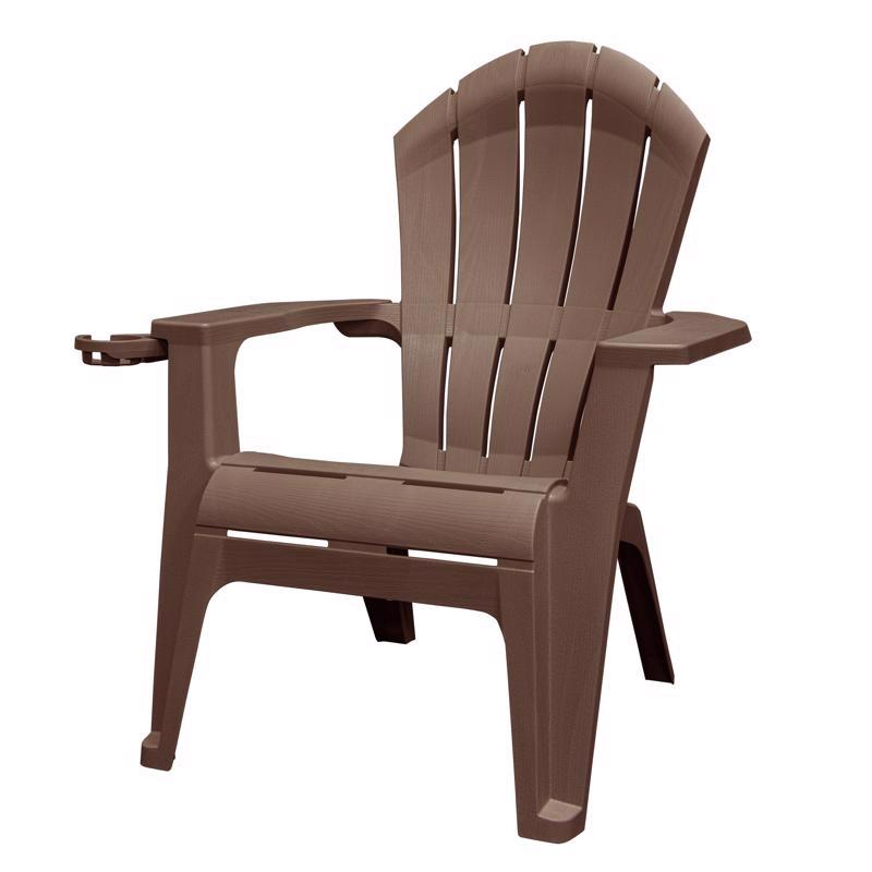Emery Jensen Adirondack chair in ebony wood finish, outdoor furniture with wide armrests and slatted back design.