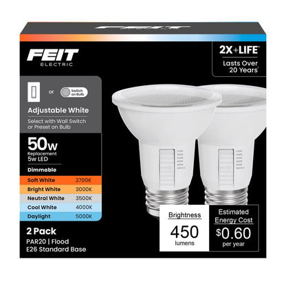 PAR20 50W DMMBLE 6WY 2PK