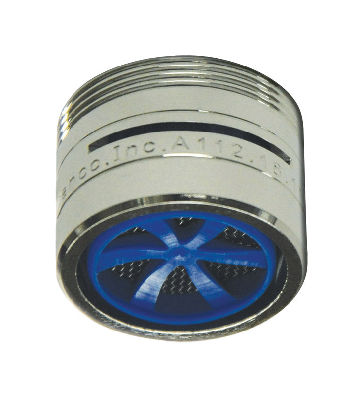Emery Jensen dual threaded aerator adapter with 15/16 inch chrome finish, designed for plumbing and faucet compatibility.