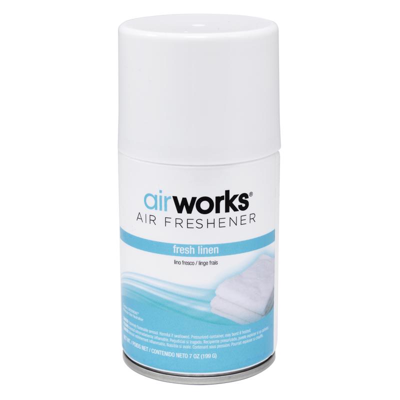 Emery Jensen aerosol air freshener cans, 7oz each, in a pack of 12, with fresh scent label and spray nozzle visible.