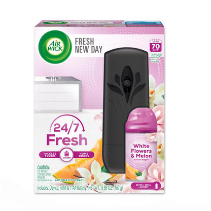 Emery Jensen AIRWICK Summer Delight aerosol air freshener spray in a compact can for fresh home fragrance.