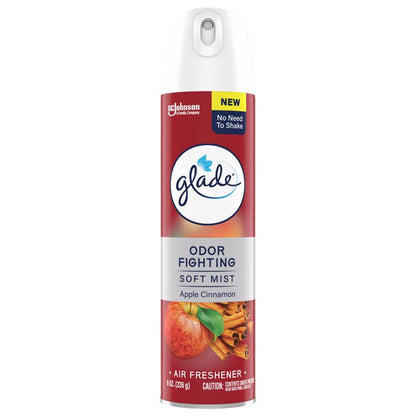 Six Emery Jensen aerosol air fresheners with apple cinnamon scent, shown in white spray cans.