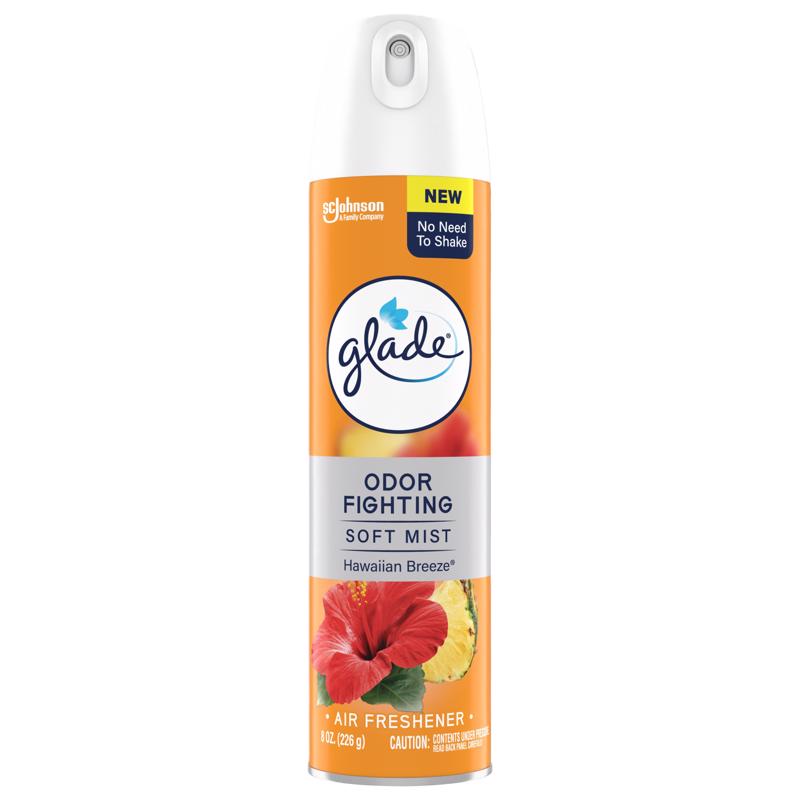 Pack of six Emery Jensen aerosol air fresheners in warm brass scent, 8 oz each, for freshening indoor spaces.