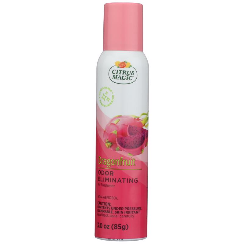 Emery Jensen aerosol air freshener spray with dragonfruit scent in a sleek can for freshening indoor spaces.